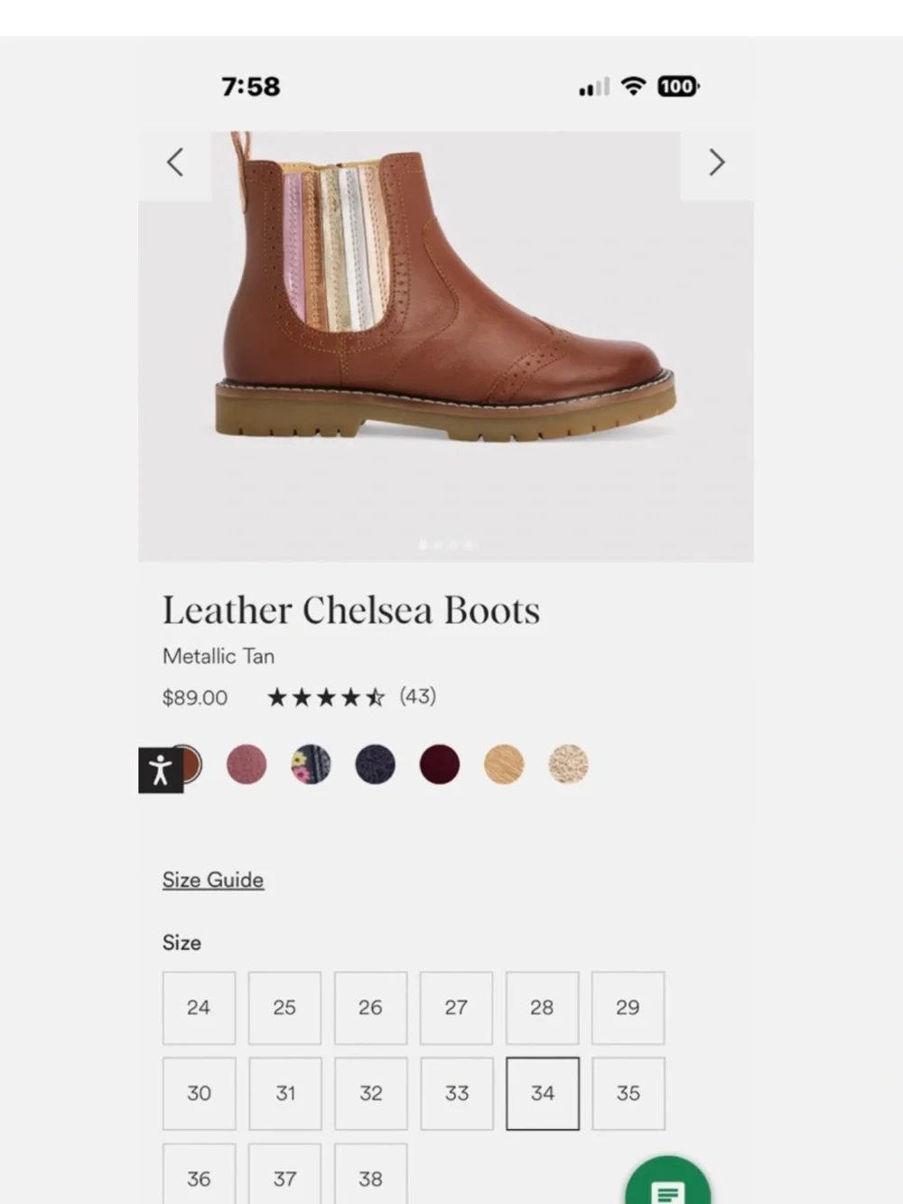 Brand New Boden Chelsea brown leather Boots size 34 (us Size 3)